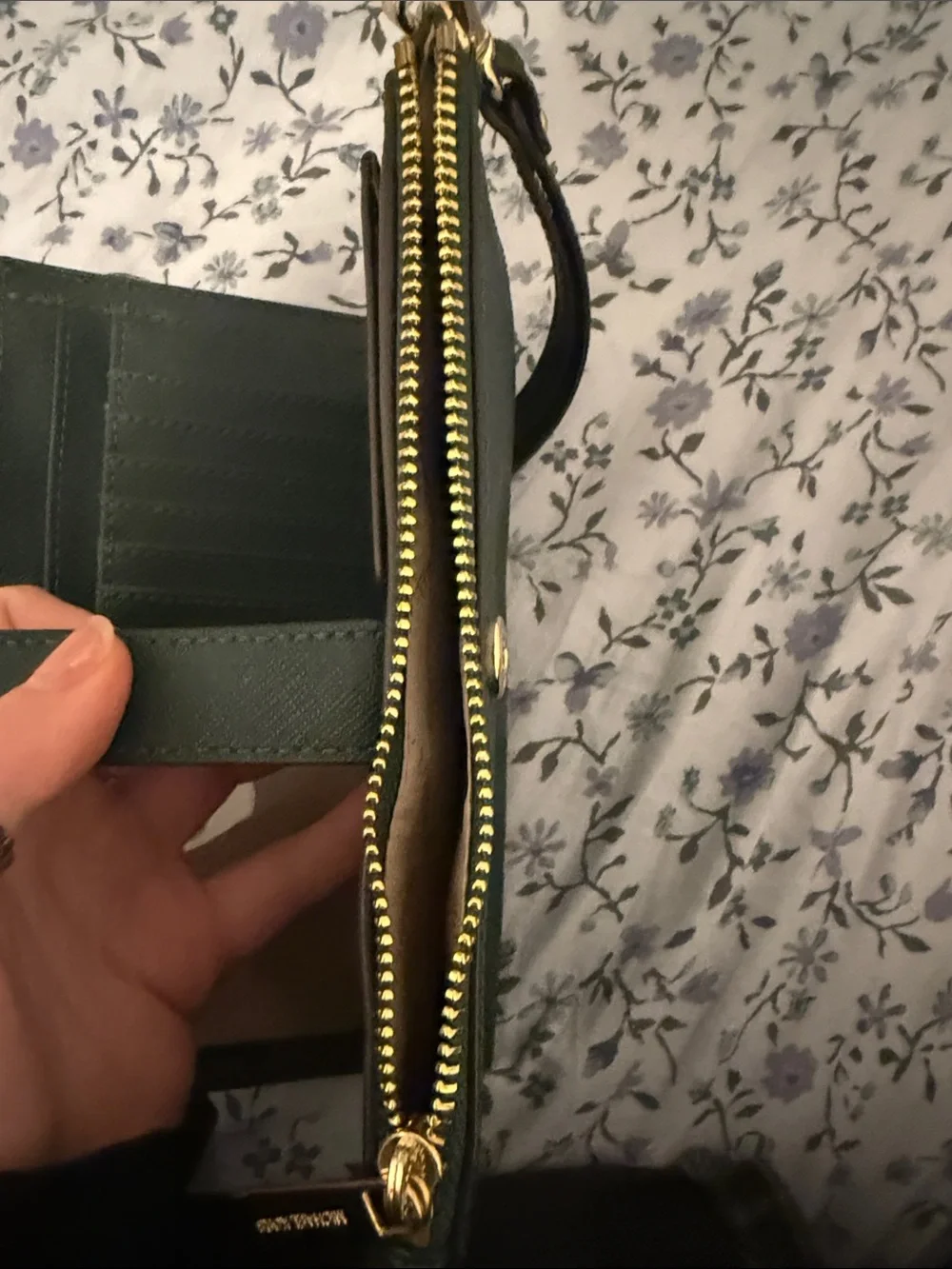 Michael Kors Forest Green Saffiano Leather Wallet with Gold Hardware
